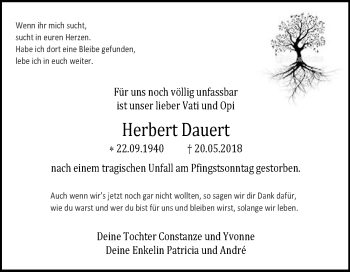 Traueranzeige von Herbert Dauert von Mitteldeutsche Zeitung