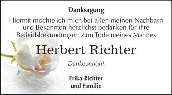 Traueranzeige von Herbert Richter von Mitteldeutsche Zeitung Bitterfeld