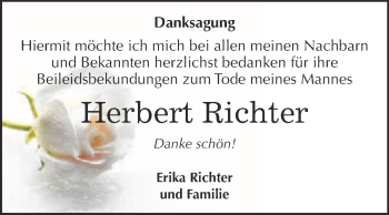Traueranzeige von Herbert Richter von WVG - Wochenspiegel Bitterfeld