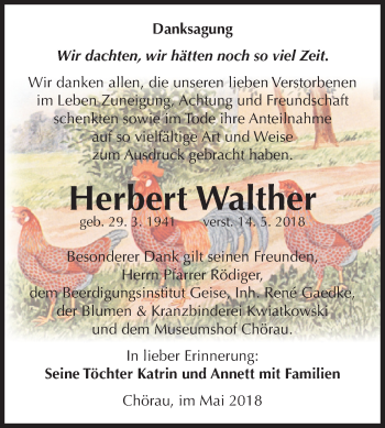 Traueranzeige von Herbert Walther von Mitteldeutsche Zeitung Dessau-Roßlau