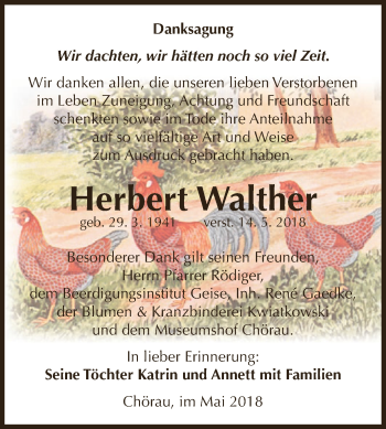 Traueranzeige von Herbert Walther von WVG - Wochenspiegel Dessau / Köthen