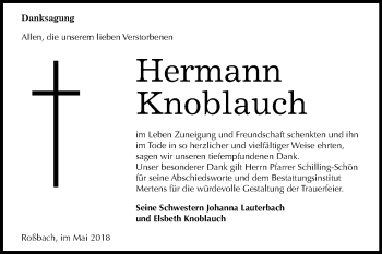 Traueranzeige von Hermann Knoblauch von Mitteldeutsche Zeitung