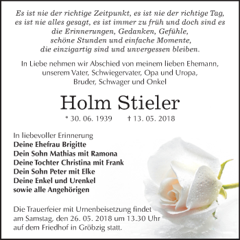 Traueranzeige von Holm Stieler von Mitteldeutsche Zeitung
