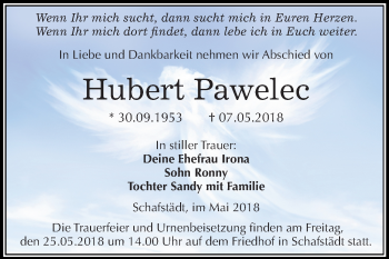 Traueranzeige von Hubert Pawelec von Mitteldeutsche Zeitung Merseburg/Querfurt
