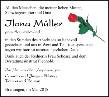 Traueranzeige von Ilona Müller von Mitteldeutsche Zeitung