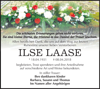 Traueranzeige von Ilse Laase von Mitteldeutsche Zeitung