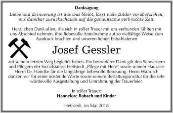 Traueranzeige von Josef Gessler von Mitteldeutsche Zeitung