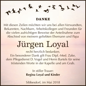 Traueranzeige von Jürgen Loyal von WVG - Wochenspiegel Dessau / Köthen