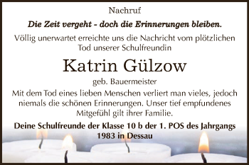 Traueranzeige von Katrin Gülzow von WVG - Wochenspiegel Dessau / Köthen