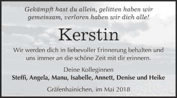 Traueranzeige von Kerstin  von Super Sonntag Wittenberg