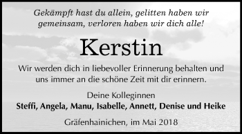 Traueranzeige von Kerstin  von Mitteldeutsche Zeitung