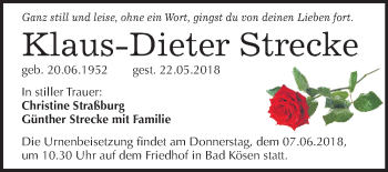Traueranzeige von Klaus-Dieter Strecke von Mitteldeutsche Zeitung