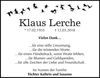 Traueranzeige von Klaus Lerche von Mitteldeutsche Zeitung