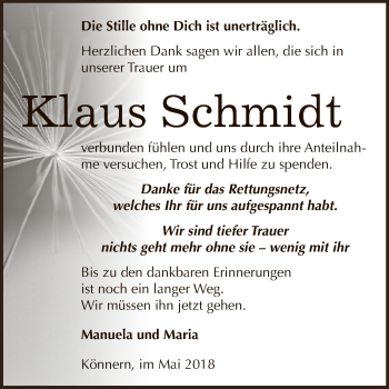 Traueranzeige von Klaus Schmidt von Super Sonntag Bernburg