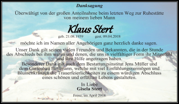 Traueranzeige von Klaus Siert von Mitteldeutsche Zeitung Aschersleben