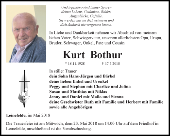 Traueranzeige von Kurt Bothur von Mitteldeutsche Zeitung Merseburg/Querfurt