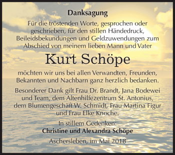 Traueranzeige von Kurt Schöpe von Mitteldeutsche Zeitung Aschersleben