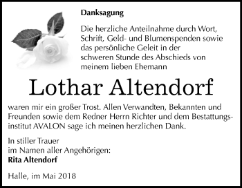Traueranzeige von Lothar Altendorf von Mitteldeutsche Zeitung Halle/Saalkreis