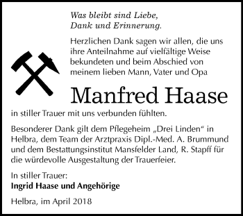 Traueranzeige von Manfred Haase von Mitteldeutsche Zeitung