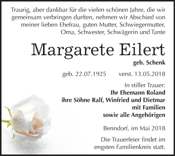 Traueranzeige von Margarete Eilert von Mitteldeutsche Zeitung