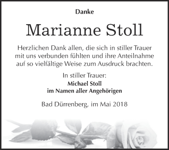 Traueranzeige von Marianne Stoll von Super Sonntag Merseburg