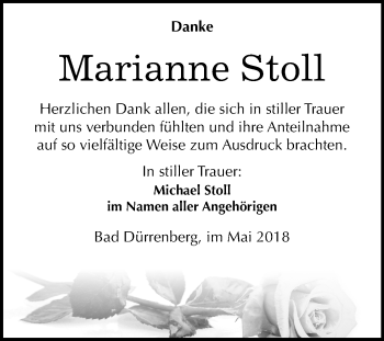 Traueranzeige von Marianne Stoll von Mitteldeutsche Zeitung Merseburg/Querfurt
