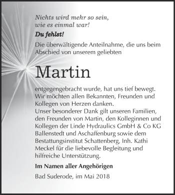 Traueranzeige von Martin  von Super Sonntag Quedlinburg
