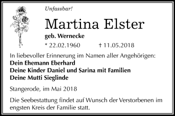 Traueranzeige von Martina Elster von Mitteldeutsche Zeitung