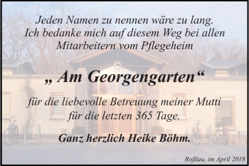 Traueranzeige von Mutti  von Mitteldeutsche Zeitung