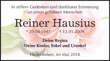 Traueranzeige von Reiner Hausius von Mitteldeutsche Zeitung