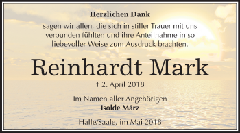 Traueranzeige von Reinhardt Mark von Mitteldeutsche Zeitung Halle/Saalkreis
