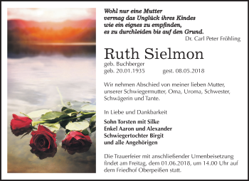 Traueranzeige von Ruth Sielmon von Mitteldeutsche Zeitung Bernburg