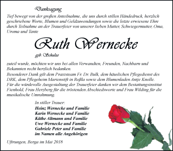Traueranzeige von Ruth Wernecke von Mitteldeutsche Zeitung