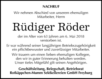 Traueranzeige von Rüdiger Röder von Mitteldeutsche Zeitung