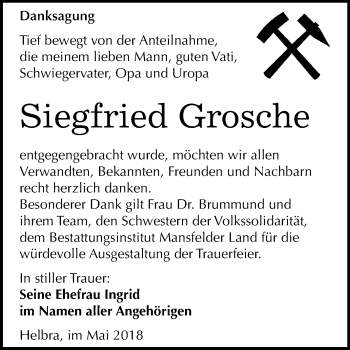 Traueranzeige von Siegfried Grosche von Mitteldeutsche Zeitung
