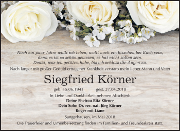Traueranzeige von Siegfried Körner von Mitteldeutsche Zeitung