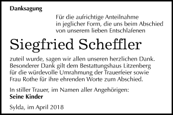 Traueranzeige von Siegfried Scheffler von Mitteldeutsche Zeitung