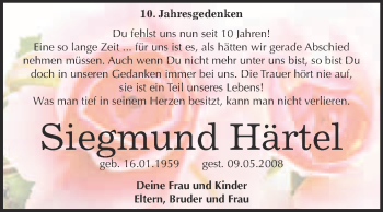 Traueranzeige von Siegmund Härtel von Super Sonntag Wittenberg