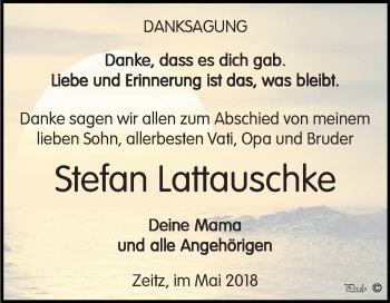 Traueranzeige von Stefan Lattauschke von Mitteldeutsche Zeitung Zeitz