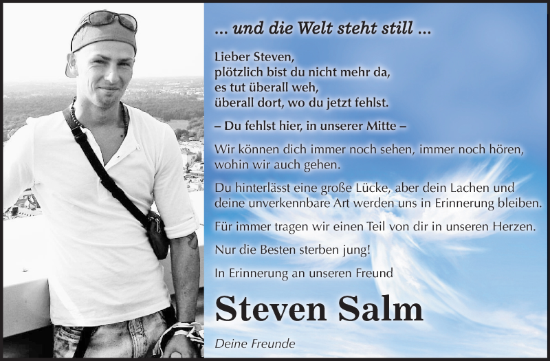  Traueranzeige für Steven Salm vom 05.05.2018 aus Mitteldeutsche Zeitung Köthen