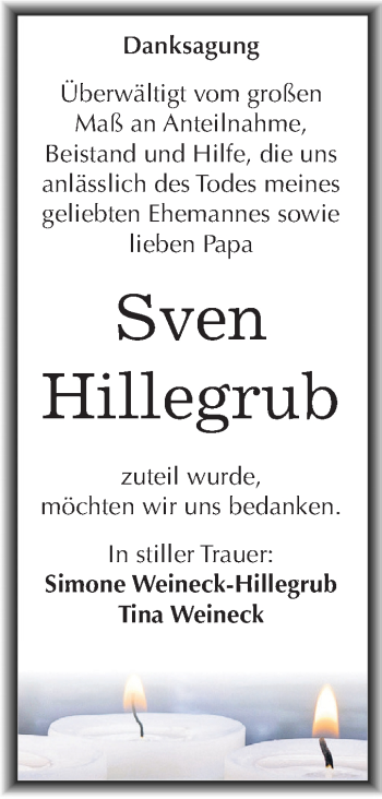 Traueranzeige von Sven Hillegrub von Mitteldeutsche Zeitung