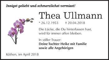Traueranzeige von Thea Ullmann von Mitteldeutsche Zeitung