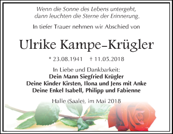 Traueranzeige von Ulrike Kampe-Krügler von Mitteldeutsche Zeitung Halle/Saalkreis