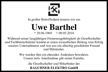 Traueranzeige von Uwe Barthel von Mitteldeutsche Zeitung Bitterfeld