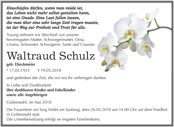 Traueranzeige von Waltraud Schulz von Mitteldeutsche Zeitung
