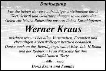 Traueranzeige von Werner Kraus von Mitteldeutsche Zeitung Dessau-Roßlau
