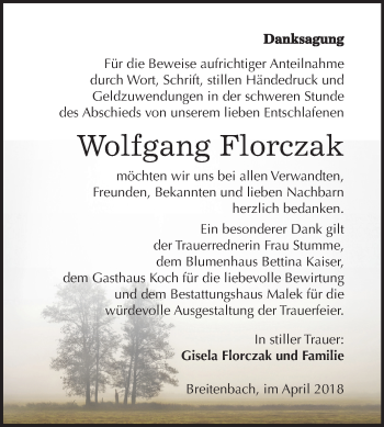 Traueranzeige von Wolfgang Florczak von Mitteldeutsche Zeitung