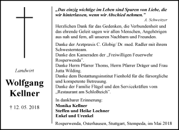 Traueranzeige von Wolfgang Kellner von Mitteldeutsche Zeitung Sangerhausen