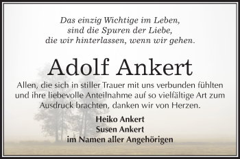 Traueranzeige von Adolf Ankert von Mitteldeutsche Zeitung Merseburg/Querfurt