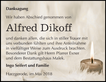 Traueranzeige von Alfred Dikoff von Mitteldeutsche Zeitung